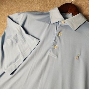 FOOTJOY Light Blue Pinstripe Golf Polo Shirt‎ with Embroidered Logo